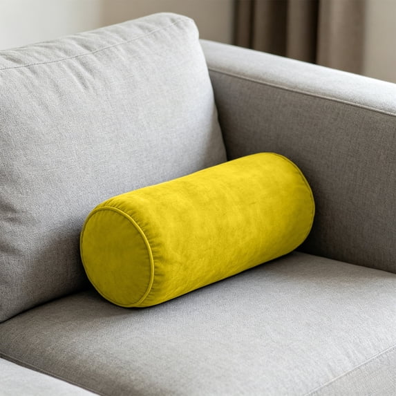Neck Roll Pillow Cover with Zipper, Round Pillowcase for Cylindrical Cushion 5.9x15.7 In, Washable Bolster Cover for Sofa Bedroom Living Room Chair, Solid Color (Insert Not Included)