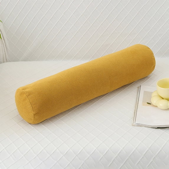 Neck Roll Pillow, Memory Foam Neck Support Pillows, Round Neck Pillows, Cylinder Bolster Pillows for Bed, Couch, and Yoga, Removable Washable Cover,15.7 * 5.9 inch (Small,Yellow)