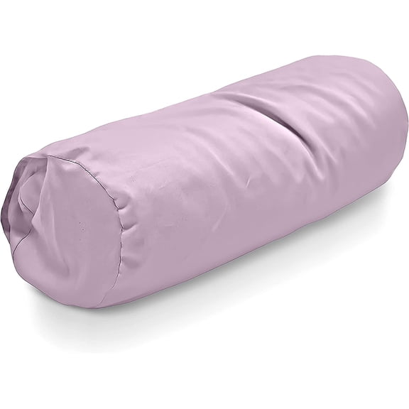Neck Roll Pillowcase ( 4x12 ) - Enclosed Sleeve Style - Wheat Dreamz - Pink Sateen 300 Thread Count - Made in USA