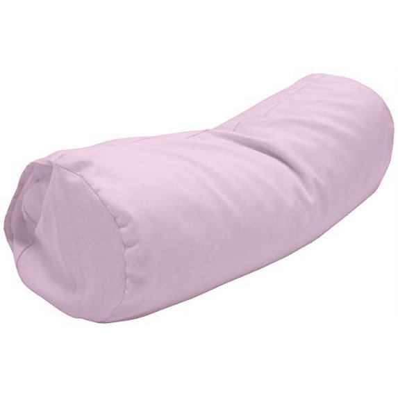 Neck Roll Pillowcase ( 5x14 ) - Enclosed Sleeve Style - Wheat Dreamz - Pink Sateen 300 Thread Count - Made in USA