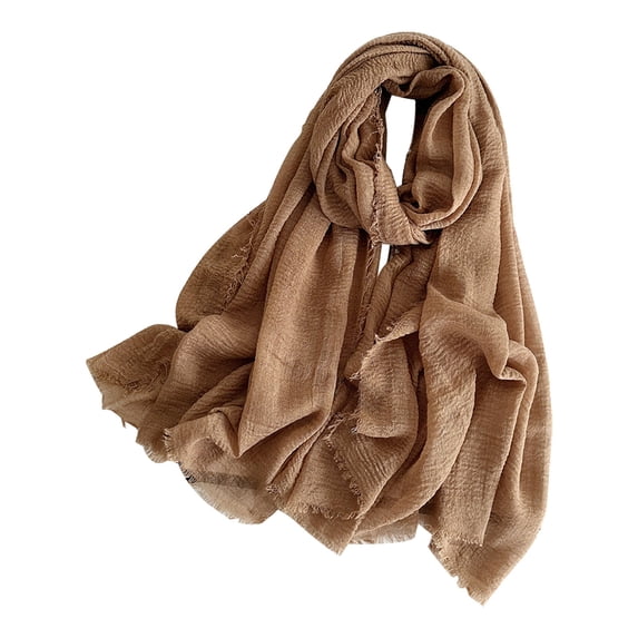 Neck Scarf Cotton Blend Fringed Soft Travel Scarf Scarf for Women Brown One Size