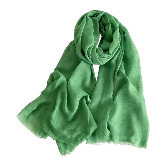 Neck Scarf Cotton Blend Fringed Soft Travel Scarf Scarf for Women Green One Size