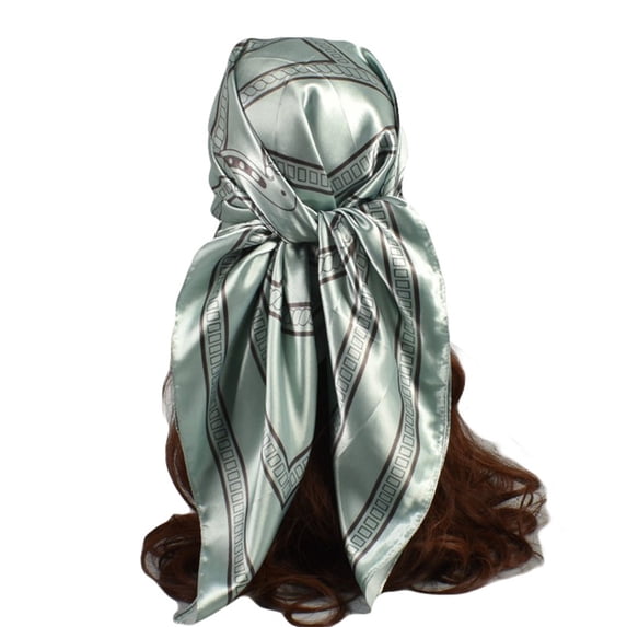 Neck Scarf Flower Print Casual Square Scarf Silk Scarf Green One Size