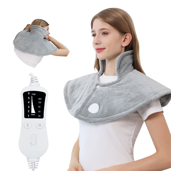 Neck & Shoulder Heating Blanket,Relieve Pain and Alleviate spasms,Birthday Gifts for Women Mom Wife Men Dad,Heated Wrap with 6 Heat Options 4 Auto Timer,Wearable and Convenient,Machine Washable