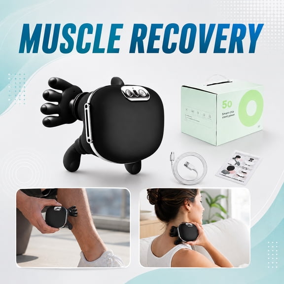 Neck and Shoulder Massager, Deep Tissue Shoulder Massager for Pain Relief, Cordless Portable Muscle Massager, 5 X 4.5 Inch Black Device with Brushless Motor for Home Office and