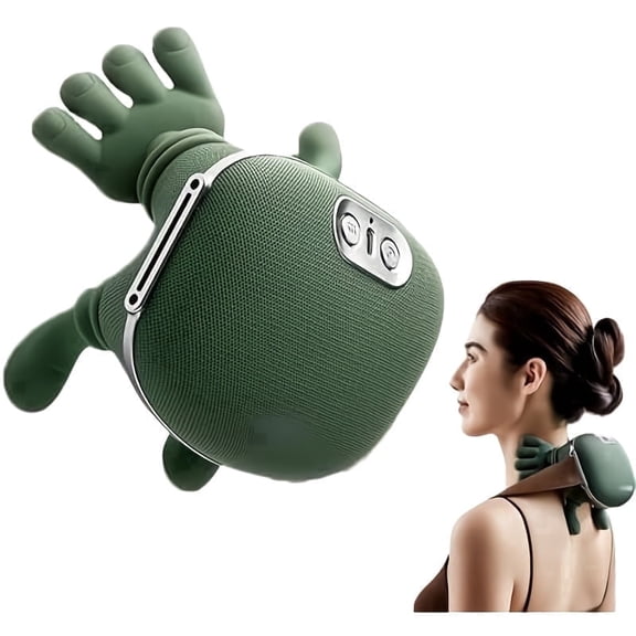 MENIGMA Cordless Deep Tissue 4D Neck & Shoulder Kneading Massager with Heat, USB Charging Cable & User Manual for Travel, Green