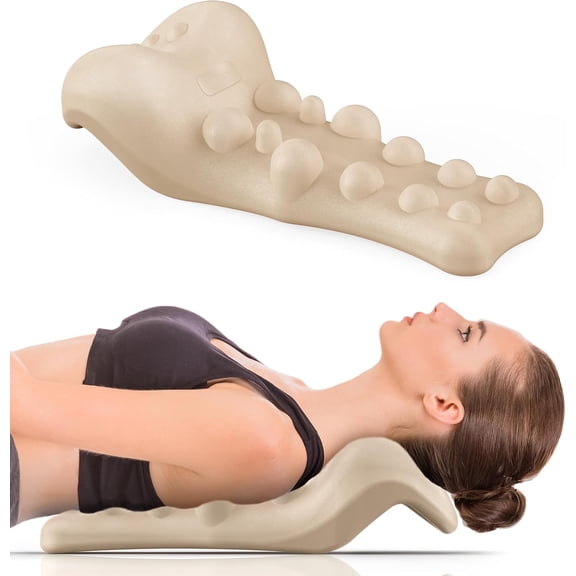 Neck and Shoulder Relaxer with Upper Back Massage Point, Cervical Traction Device Neck Stretcher for TMJ Pain Relief and Cervical Spine Alignment Chiropractic Pillow
