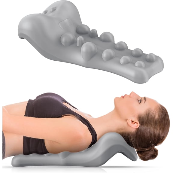 Neck and Shoulder Relaxer with Upper Back Massage Point, Cervical Traction Device Neck Stretcher for TMJ Pain Relief and Cervical Spine Alignment Chiropractic Pillow