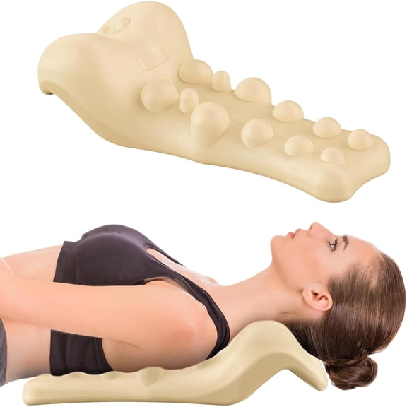 Neck and Shoulder Relaxer with Upper Back Massage Point, Cervical Traction Device Neck Stretcher for TMJ Pain Relief and Cervical Spine Alignment Chiropractic Pillow