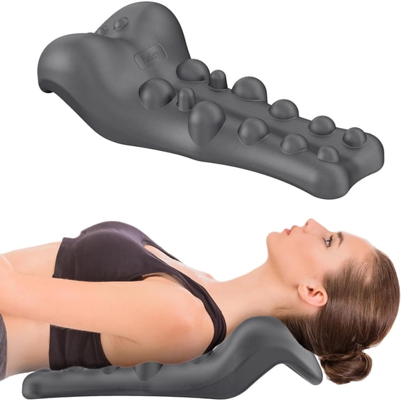 Neck and Shoulder Relaxer with Upper Back Massage Point, Cervical Traction Device Neck Stretcher for TMJ Pain Relief and Cervical Spine Alignment Chiropractic Pillow