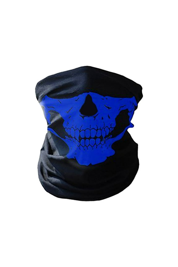 Neck Skull Mask for Men Headwear Half Face Mask for Motorcycle, Cold Weather Neck Warmer, Face Cover - Blue