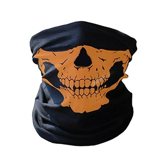 Neck Skull Mask for Men Headwear Half Face Mask for Motorcycle, Cold Weather Neck Warmer, Face Cover - Orange