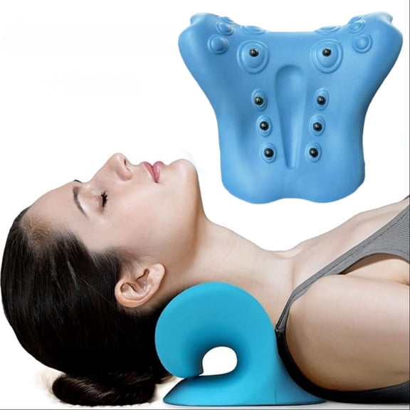 Neck Stretcher Cervical Traction Device with Magnetic Therapy, Comfortable TMJ Pain Relief and Muscle Relax, Cervical Spine Alignment Chiropractic Pillow