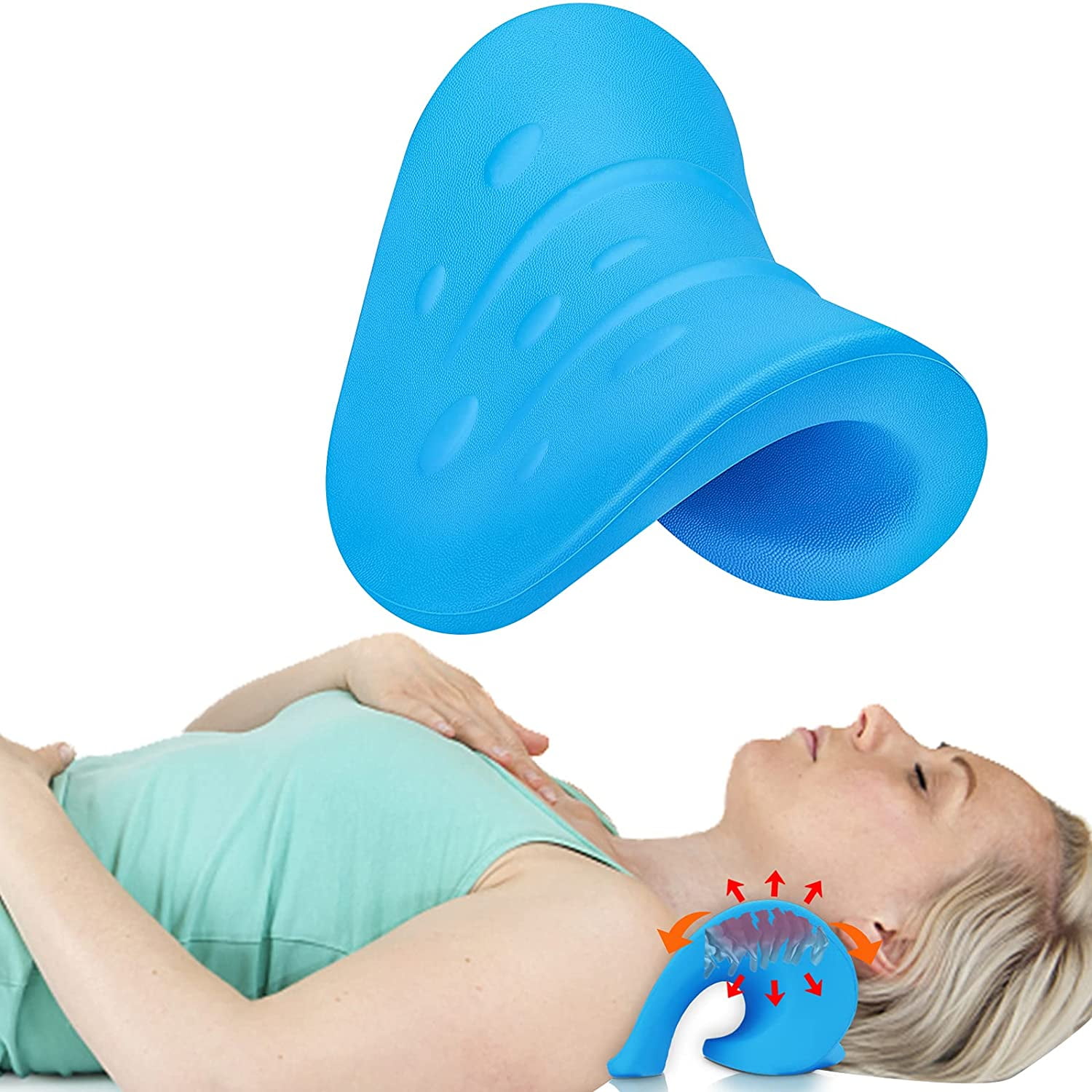 Starynighty Neck Traction Pillow Rest Cloud Cushion Support Neck Nerve Stretcher Pain Relief, Size: One size, Blue
