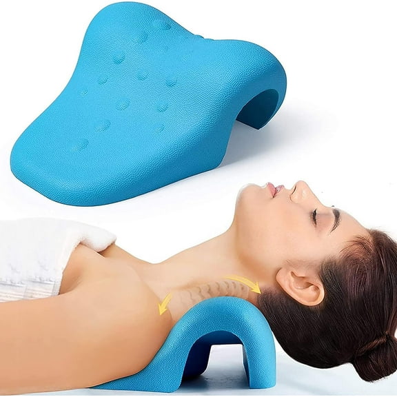Neck Stretcher Neck Cloud Cervical Traction Device Neck and Shoulder Relaxer (Blue)