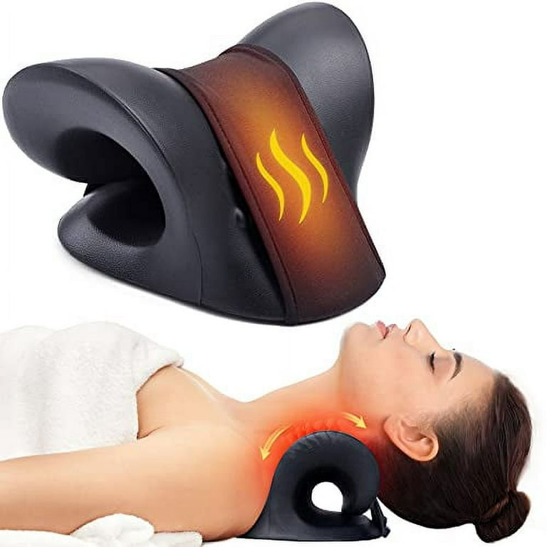 Guffo Neck Stretcher Cervical Traction Device, Neck and Shoulder Relaxer  for TMJ Headache Relief and Spine Alignment, with Acupressure Massag Design Neck  Pain Pillow for Muscle Tension Relief Black