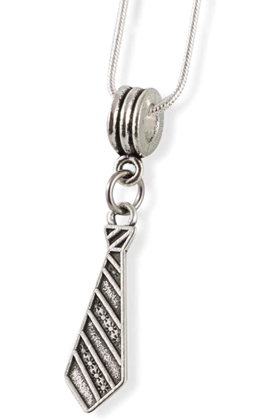 Neck Tie Striped Snake Chain Necklace