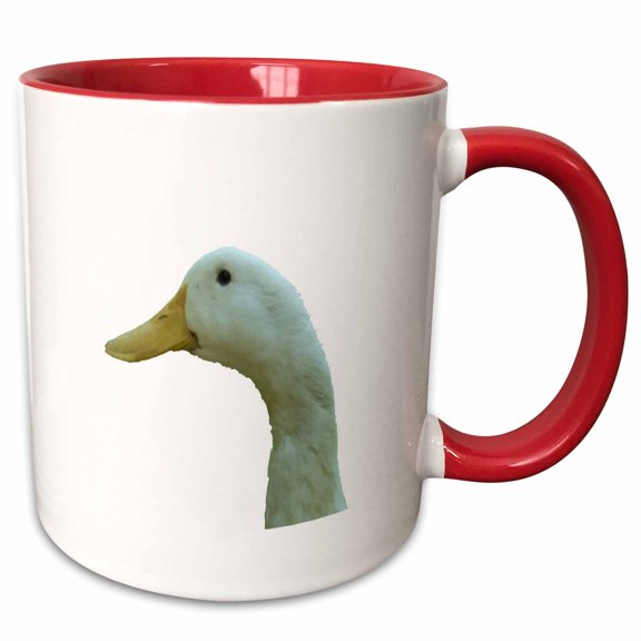 3drose, Neck Up Side Profile of a Disgruntled Looking Duck, 15oz Two-tone Red Mug