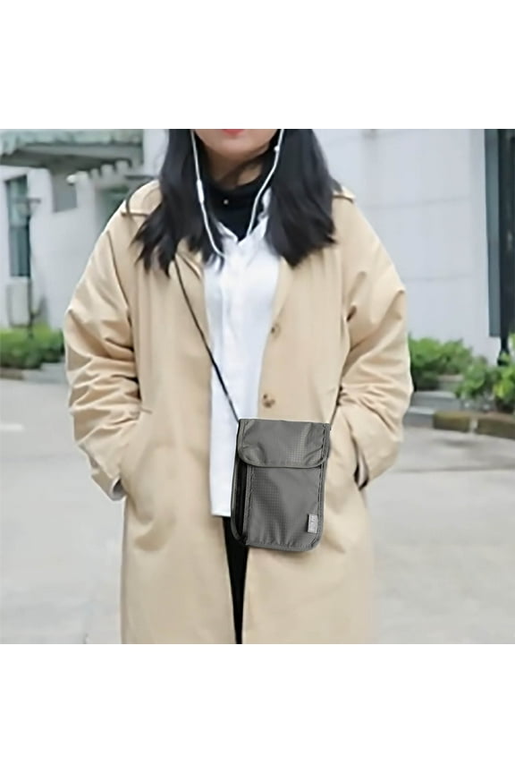 Neck Wallet, Document Bag, Non-Theft Brush Hanging Neck Chest Bag, Non-Magnetic And Non-Radiation Card Document Storage Bag, Lightweight Blocking Waterproofs Travel Pouch