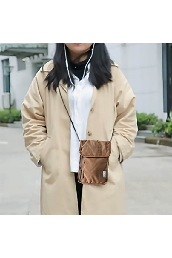 Neck Wallet, Document Bag, Non-Theft Brush Hanging Neck Chest Bag, Non-Magnetic And Non-Radiation Card Document Storage Bag, Lightweight Blocking Waterproofs Travel Pouch