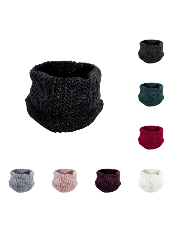 Neck Warm Mens Wool Bib Womens Scarf Winter Double Thick Knit Ring Unlimited Scarf Warm and Windproof Womens Silk Hair Wrap