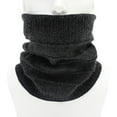 thumbnail image 1 of Neck Warmer, Duoif Winter Warm Plus Fluff Line Stripe Bib Cover Solid Color Collar Thick Knit Bib Scarf for Men Dark Gray, 1 of 3