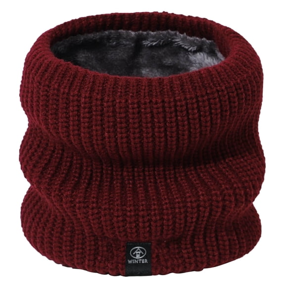 Neck Warmer, Duoif Women&Men Winter Knit Warm Scarf Knitted Wool Bib Windproof Scarf for Women Red2