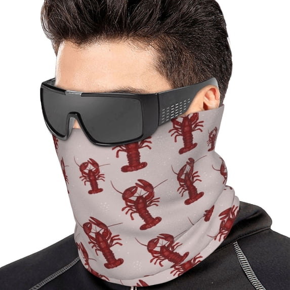 Neck Warmer Scarf, Red Lobster With Claws Soft Headband Hair Sock Head Wrap Headwear Face Mask Neck Gaiter, Magic Scarf Bandana Cold Weather Scarf for Men Women