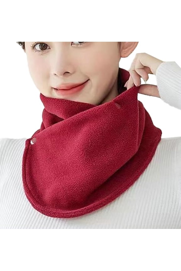 Neck Warmer Scarf for Woman Men Thickened Warm Neck Gaiter with Two Buttons Riding Windproof Warm Scarf