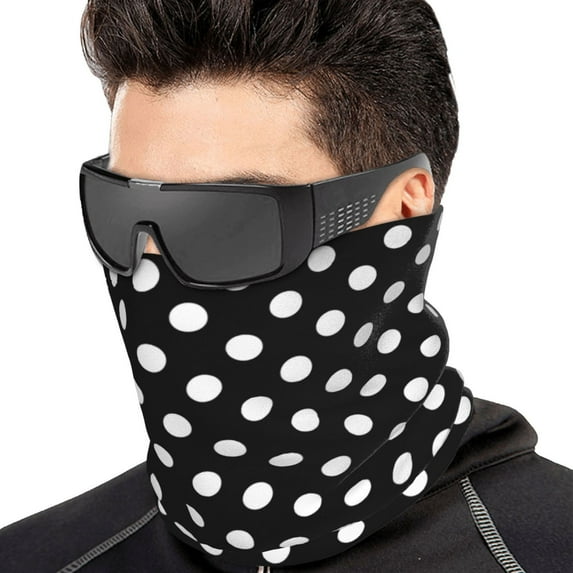 Neck Warmer Scarf, vintage white polka dot black Soft Headband Hair Sock Head Wrap Headwear Face Mask Neck Gaiter, Magic Scarf Bandana Cold Weather Scarf for Men Women