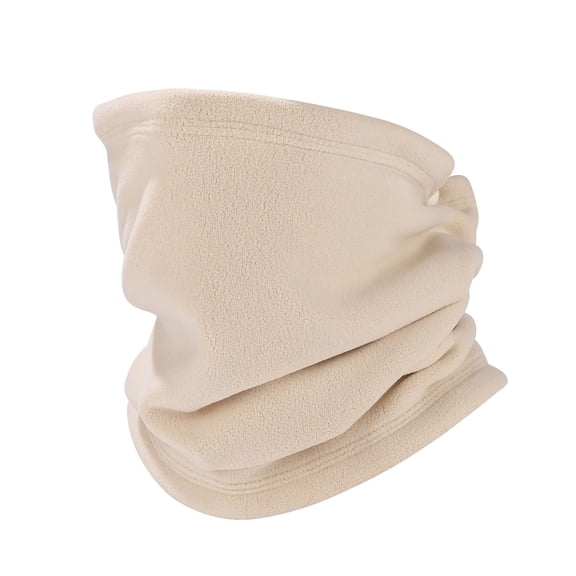 Neck Warmer Winter Fleece Lined Neck Gaiter Trapping Thermal Ski Tube Circle Loop Half Face Mask for Cold Weather Beige