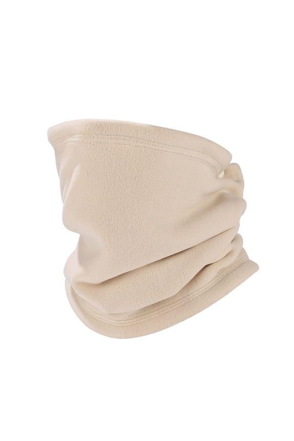 Neck Warmer Winter Fleece Lined Neck Gaiter Trapping Thermal Ski Tube Circle Loop Half Face Mask for Cold Weather Beige