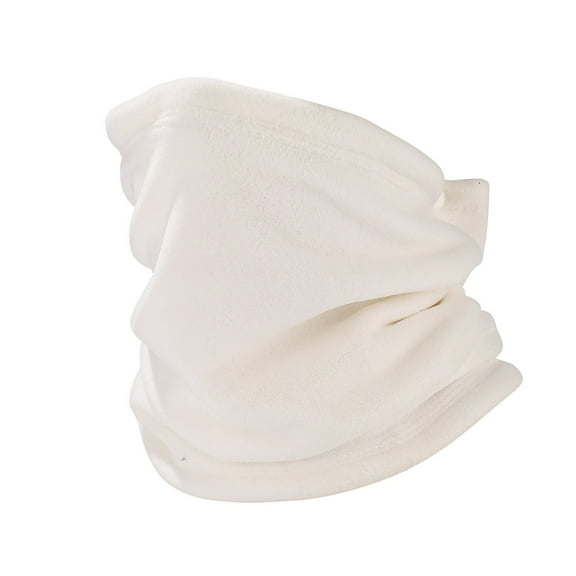 Neck Warmer Winter Fleece Lined Neck Gaiter Trapping Thermal Ski Tube Circle Loop Half Face Mask for Cold Weather White
