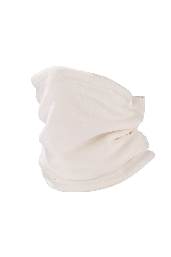 Neck Warmer Winter Fleece Lined Neck Gaiter Trapping Thermal Ski Tube Circle Loop Half Face Mask for Cold Weather White
