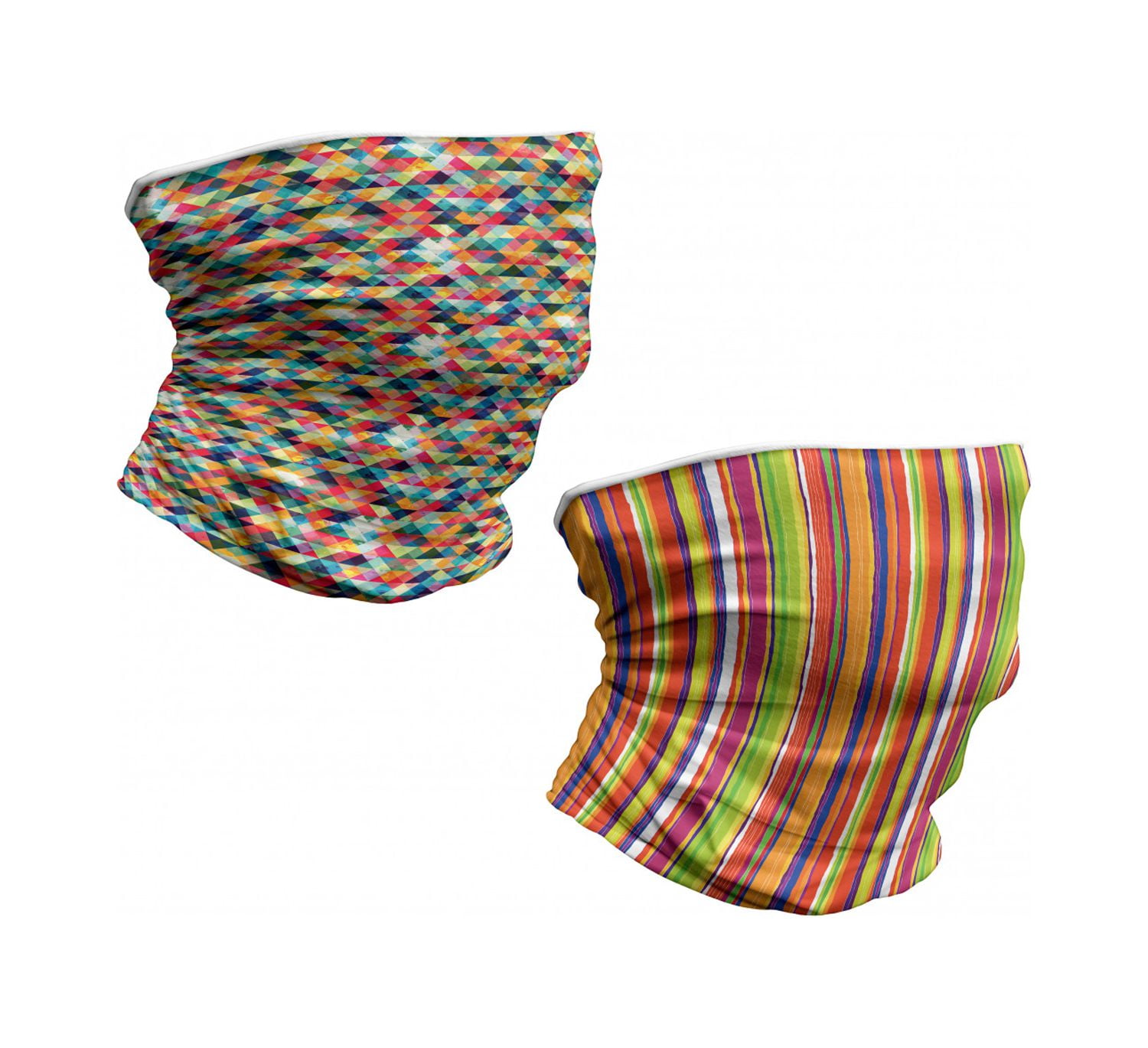 Neck Warmers Set of 2, Unisex, Grunge Triangles Vertical Stripes, Pink