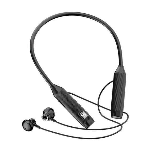 Neck Wireless Bluetooth Headphones Multi-Function Sports Earbuds In-Ear 5.0 Unisex Maximum Comfort (Black)