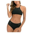 thumbnail image 1 of Neck Women's Waist High Swimsuit V Two Pieces Crochet Set Lace Bikini Swimwears Tankinis Set Swimsuit Coverup For Women Beach Cover Up Dress Plus Size Swimsuits For Women 2024 One Piece Bathing Suit W, 1 of 5