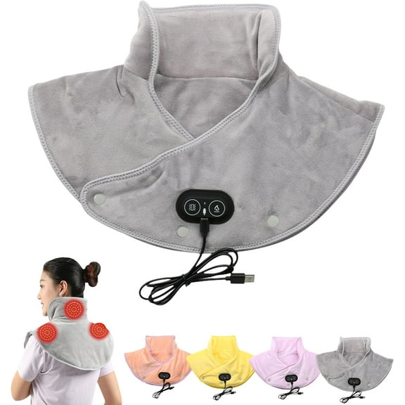Neck and Shoulder Heating Pad, with 3 Temp Massage Settings, 3 Levels of Vibration, with Auto-Off Timers, Portable USB, Winter for Women Men Elderly