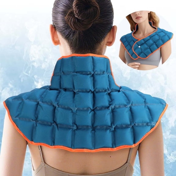 Neck and Shoulder Ice Pack Wrap, Reusable Hot Cold Compress for Pain Relief, Blue