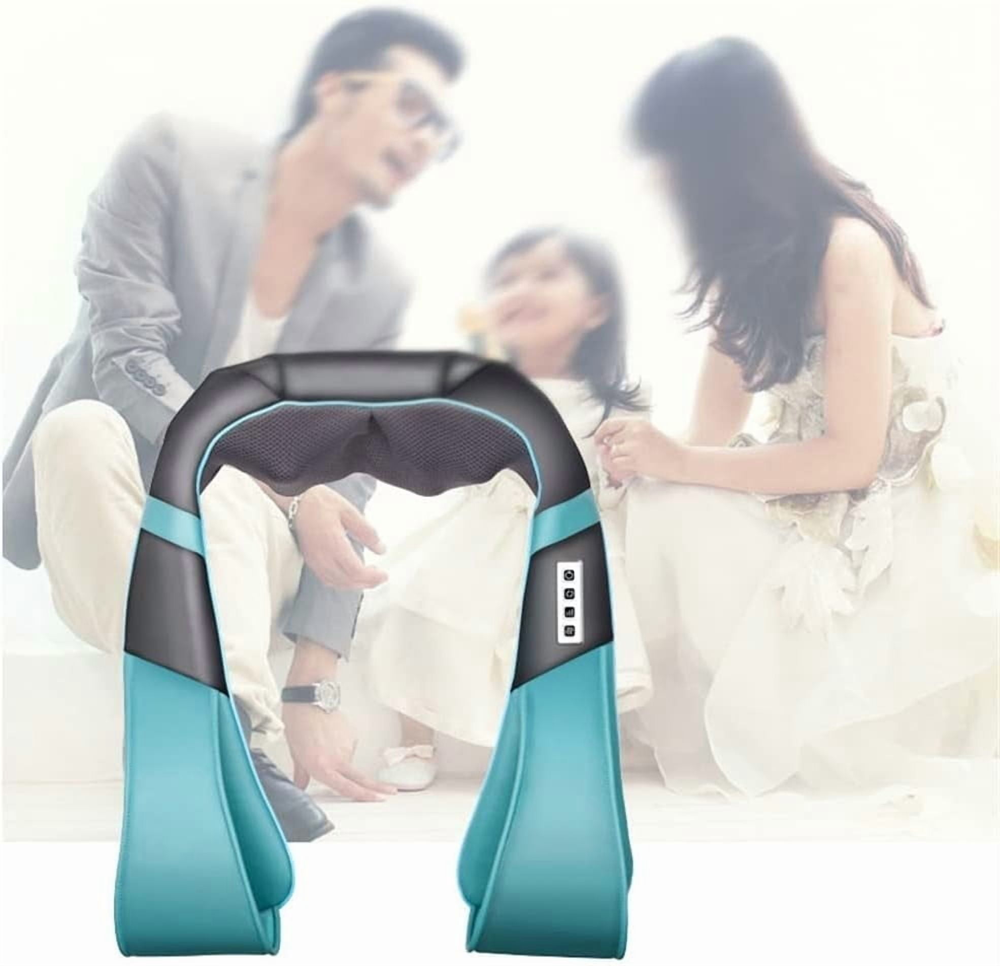 Neck and Shoulder Massager with Heat, Electric Deep Tissue Kneading Massage for Back Pain Relief, Gifts for Women Men, Use at Home Car Office (Blue)