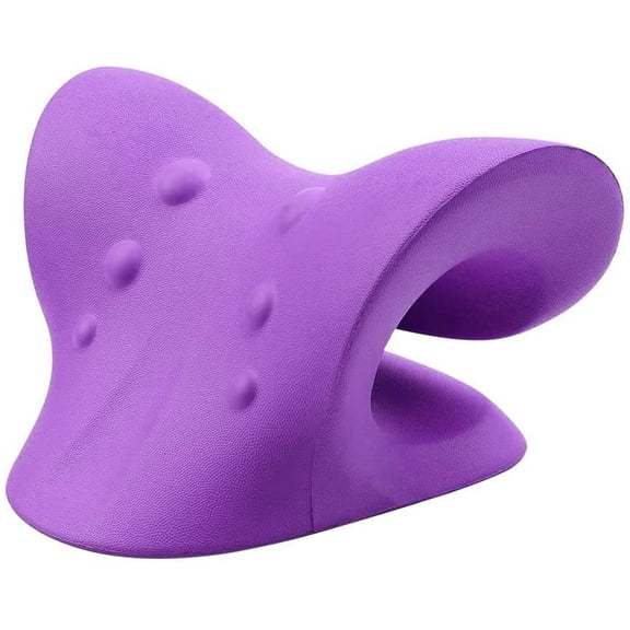 Neck and Shoulder Relaxer, Cervical Traction Device for TMJ Pain Relief and Cervical Spine Alignment, Chiropractic Pillow purple