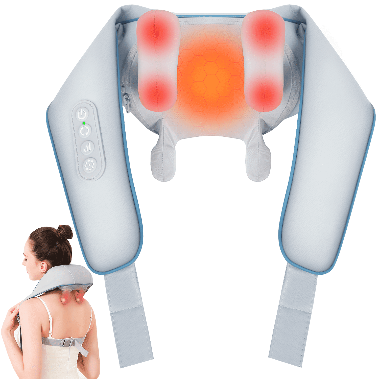 Cshidworld Back Shoulder and Neck Massager for Pain Relief Deep Tissue, Electric Massager with Heat, Neck, Back, Shoulder, Trapezius Muscle Relaxation Massage Pillow, Great Gift for Family