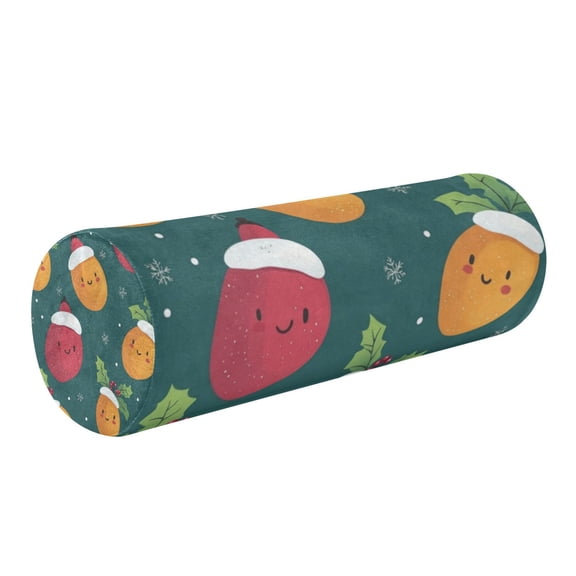 Neck pillow Round Cervical Pillow Cylindrical Pillow Lumbar Pillow Sofa Headrest Pillow Support For the Back, Neck and Head Cartoon Cute Christmas Mango