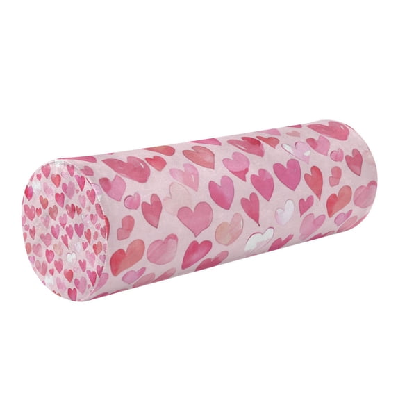 Neck pillow Round Cervical Pillow Cylindrical Pillow Lumbar Pillow Sofa Headrest Pillow Support For the Back, Neck and Head Cartoon Pink Hearts Seamless