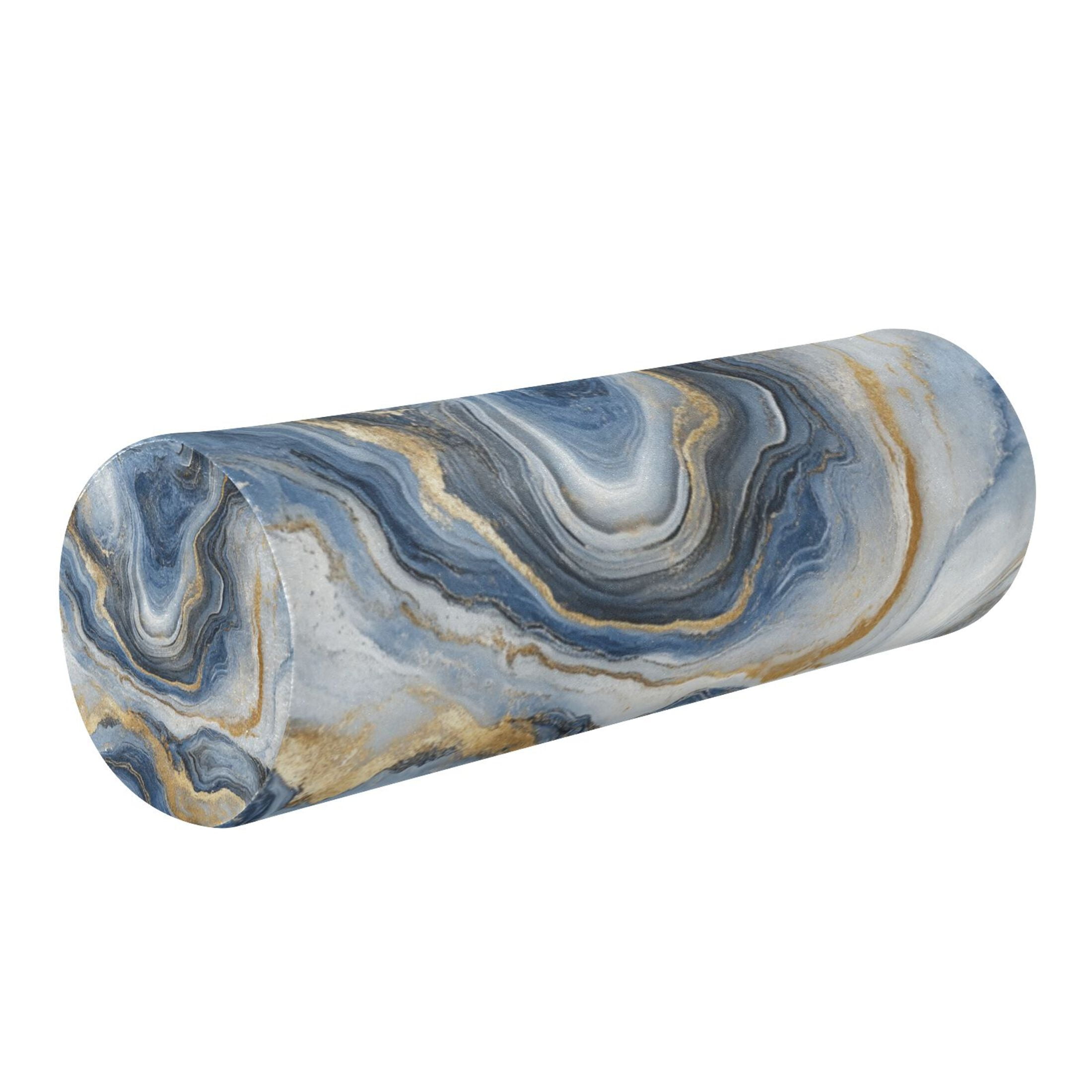 Neck pillow Round Cervical Pillow Cylindrical Pillow Lumbar Pillow Sofa Headrest Pillow Support For the Back, Neck and Head Blue Marble