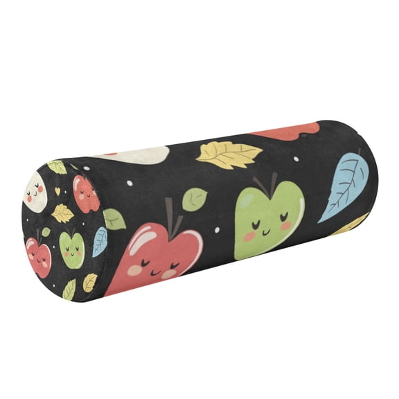 Neck pillow Round Cervical Pillow Cylindrical Pillow Lumbar Pillow Sofa Headrest Pillow Support For the Back, Neck and Head Cartoon Closed Eyes Apple