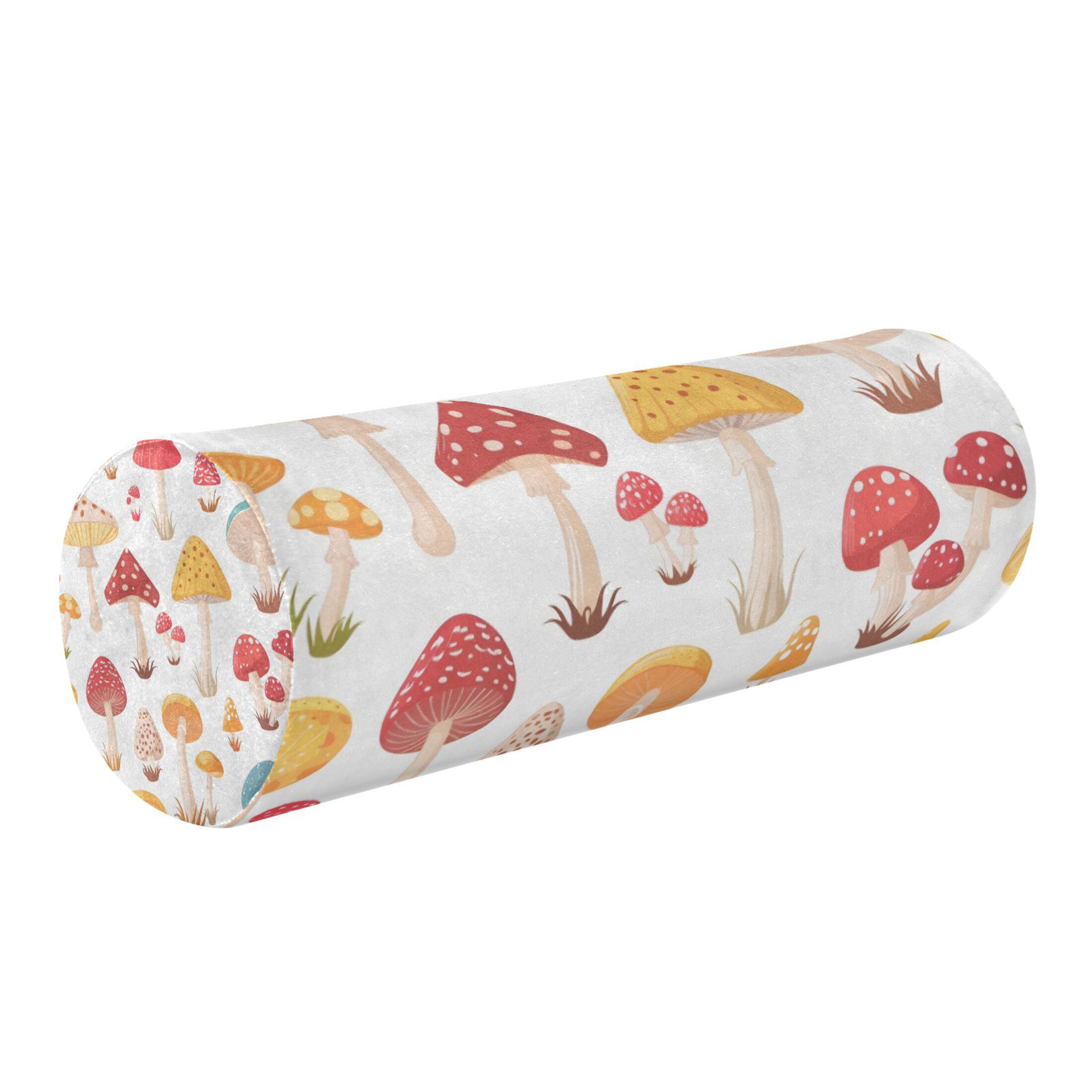 Neck pillow Round Cervical Pillow Cylindrical Pillow Lumbar Pillow Sofa Headrest Pillow Support For the Back, Neck and Head Cartoon Mushroom