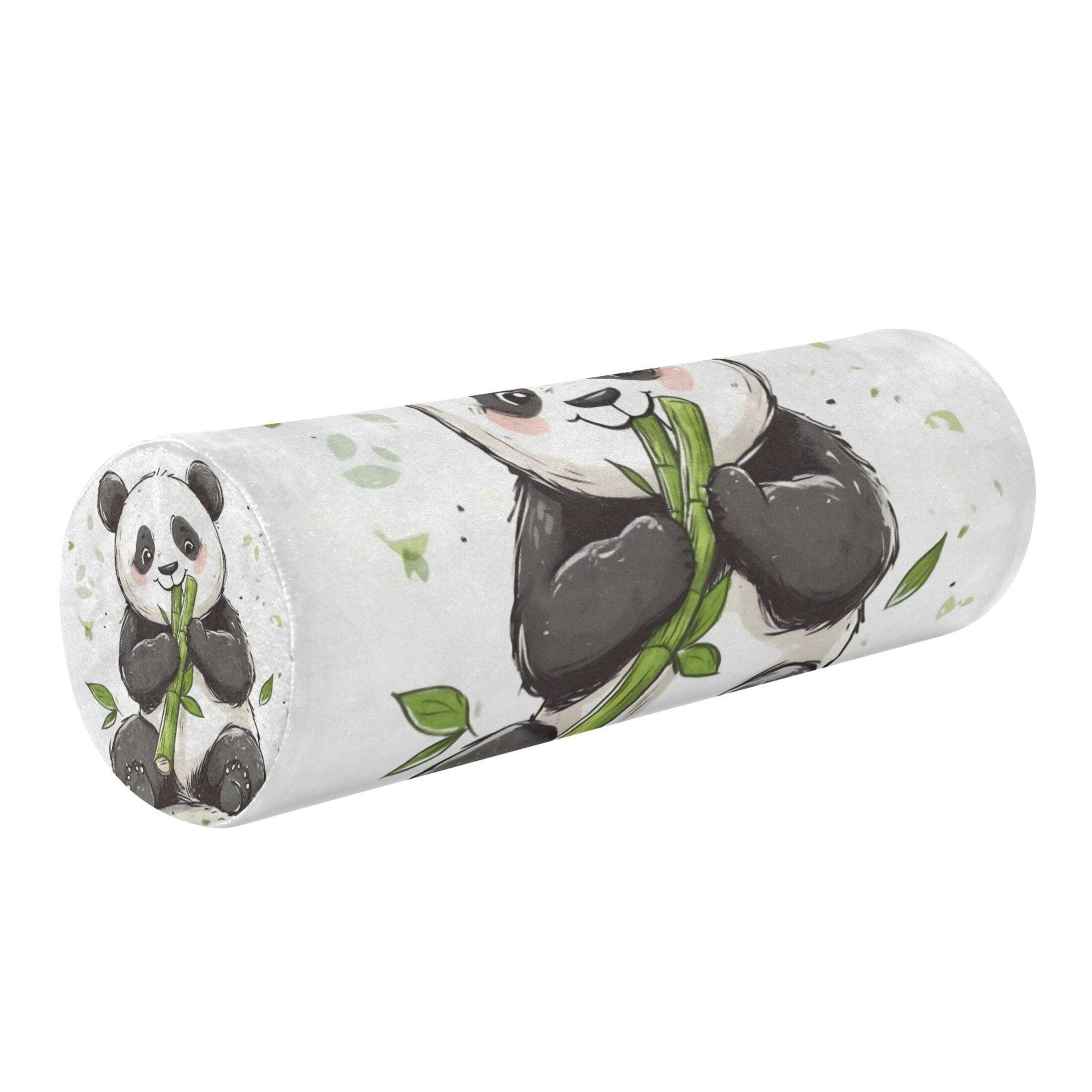 Neck pillow Round Cervical Pillow Cylindrical Pillow Lumbar Pillow Sofa Headrest Pillow Support For the Back, Neck and Head Cute Panda Eats Bamboo