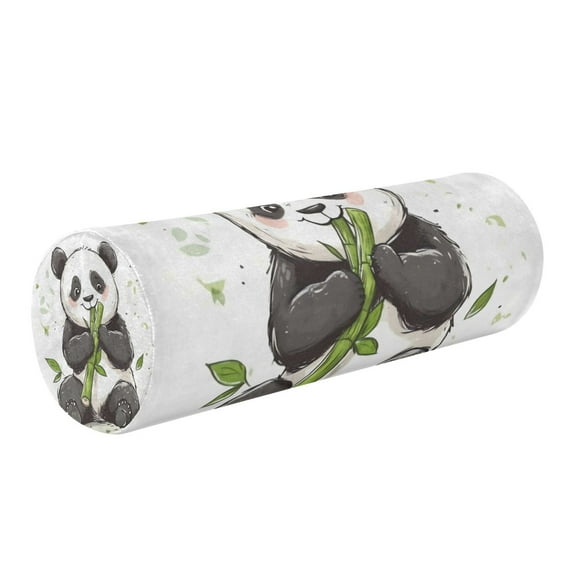 Neck pillow Round Cervical Pillow Cylindrical Pillow Lumbar Pillow Sofa Headrest Pillow Support For the Back, Neck and Head Cute Panda Eats Bamboo