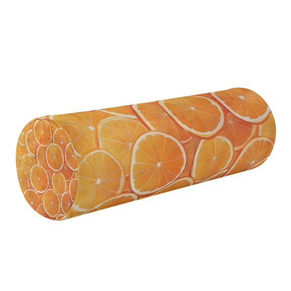 Neck pillow Round Cervical Pillow Cylindrical Pillow Lumbar Pillow Sofa Headrest Pillow Support For the Back, Neck and Head Orange Sliced Orange
